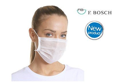 F. Bosch Non - Woven 3ply Earloop Facemask White - MEDWHOLESALE