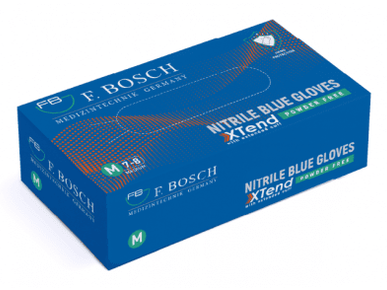 F. Bosch Xtend Nitrile Blue Powder - free Gloves with Extended Cuff - MEDWHOLESALE