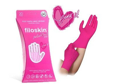 Filoskin featherpink Nitrile Gloves Pink 20 pcs Powder - Free - MEDWHOLESALE