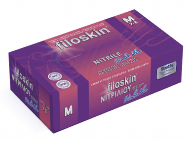 Filoskin Violet Blue Nitrile Gloves Powder - Free - MEDWHOLESALE