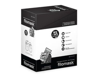 New Filomask 3ply Black Facemask - MEDWHOLESALE