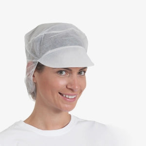 F. Bosch, Cap with visor non-woven (with snood), white