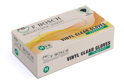 F. Bosch Vinyl Gloves White (Clear) Powdered