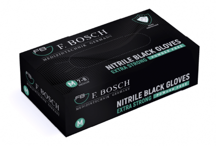 F. Bosch Extra Strong Nitrile Gloves Black Powder-Free