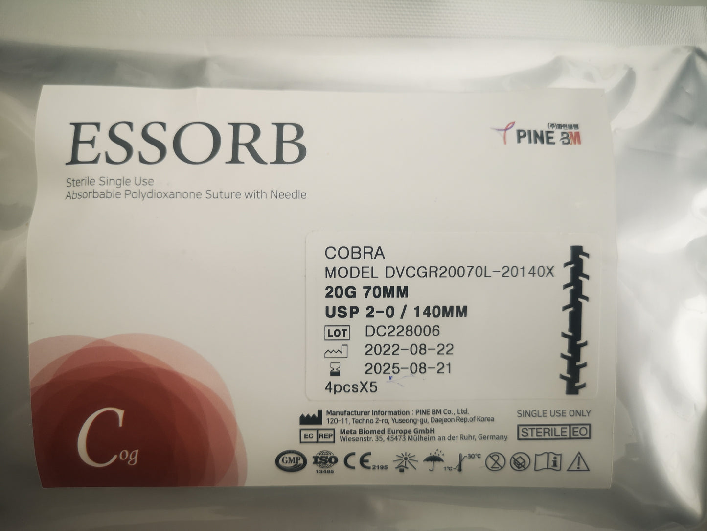 THREADS COG CANNULA L 20G -70MM/TH-140MM