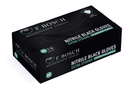 F. Bosch Extra Strong Nitrile Gloves Black Powder - Free - MEDWHOLESALE