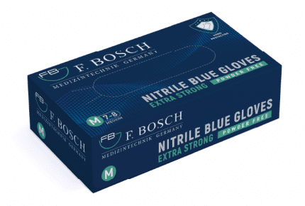 F. Bosch Extra Strong Nitrile Gloves Blue Powder - Free - MEDWHOLESALE