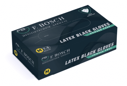 F. Bosch Latex Gloves Black Powder - Free - MEDWHOLESALE