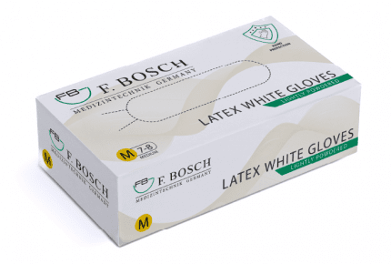 F. Bosch Latex Gloves White Powdered - MEDWHOLESALE