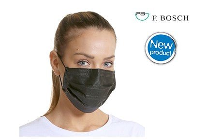 F. Bosch Non - Woven 3ply Earloop Facemask Black - MEDWHOLESALE