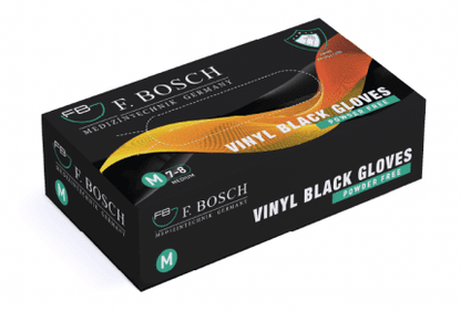 F. Bosch Vinyl Gloves Black Powder - Free - MEDWHOLESALE