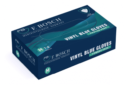 F. Bosch Vinyl Gloves Blue Powder - Free - MEDWHOLESALE