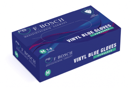 F. Bosch Vinyl Gloves Blue Powdered - MEDWHOLESALE