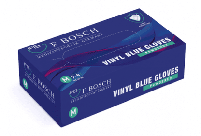 F. Bosch Vinyl Gloves Blue Powdered - MEDWHOLESALE