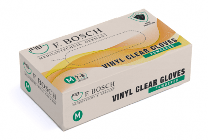 F. Bosch Vinyl Gloves White (Clear) Powdered - MEDWHOLESALE