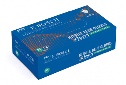 F. Bosch Xtend Nitrile Blue Powder - free Gloves with Extended Cuff - MEDWHOLESALE