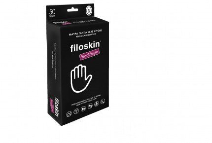 Filoskin BlackStyle Nitrile Gloves 50pcs Powder - Free - MEDWHOLESALE