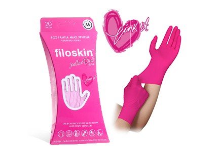 Filoskin featherpink Nitrile Gloves Pink 20 pcs Powder - Free - MEDWHOLESALE
