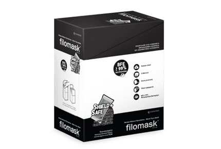 New Filomask 3ply Black Facemask - MEDWHOLESALE