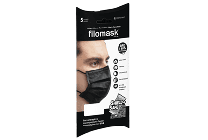 New Filomask 3ply Black Facemask - MEDWHOLESALE